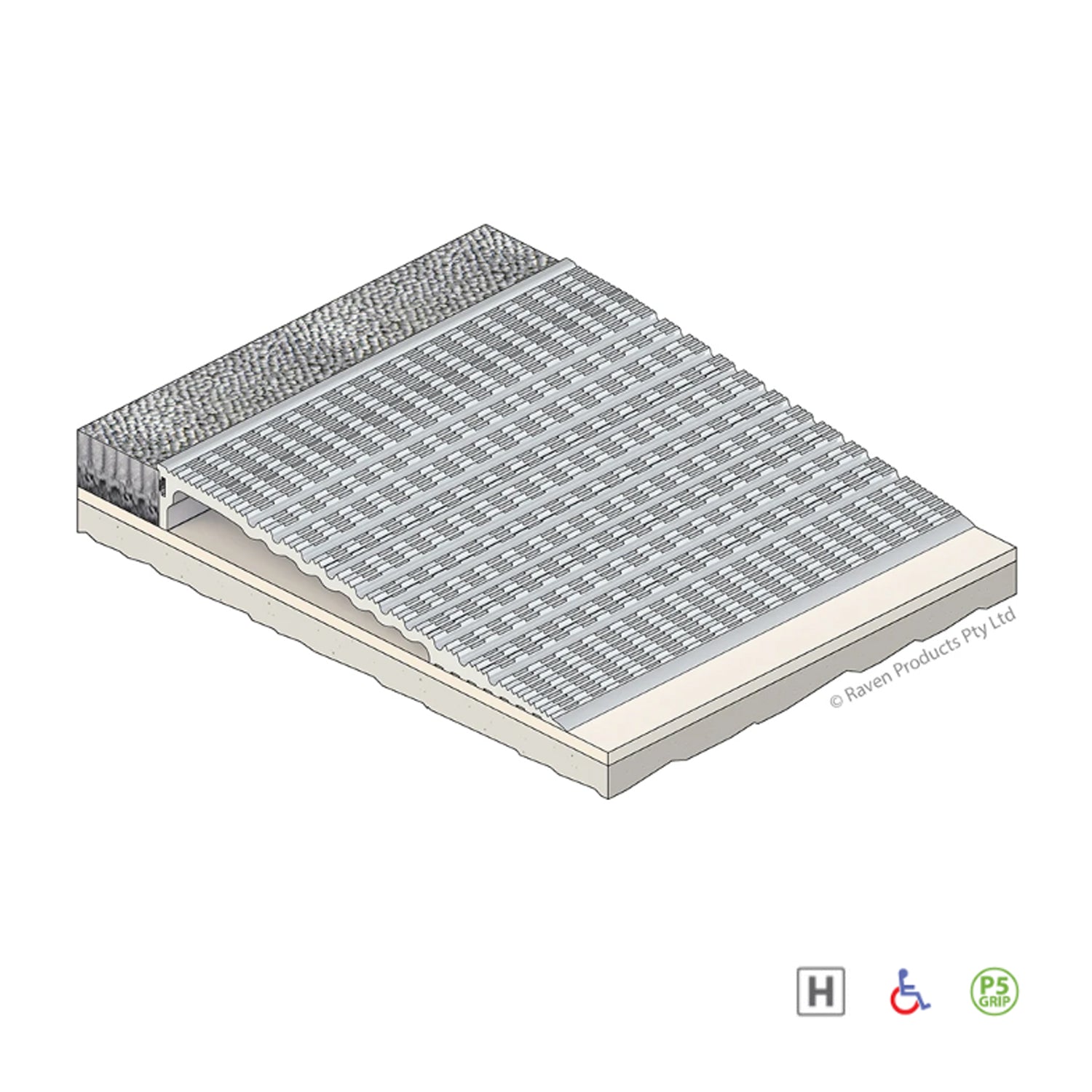 Raven RP172 Heavy Duty Threshold Ramp Silver Anodised - Available in Various Sizes