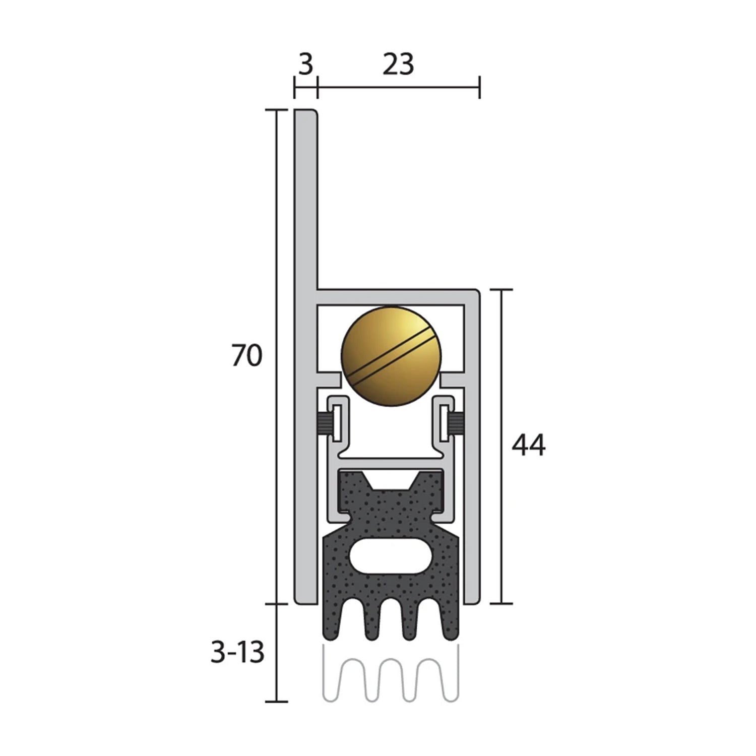 Raven RP38 Automatic Door Bottom Seal 1067mm Painted A38P42