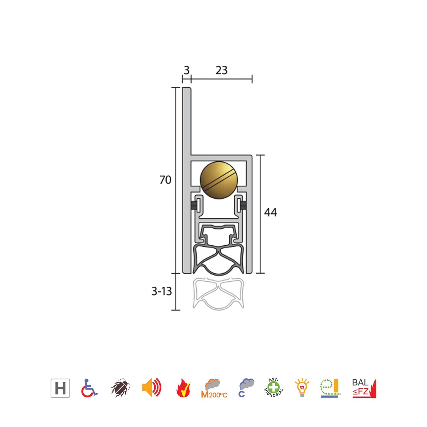 Raven RP38Si Automatic Door Bottom Seal 1500mm Black Anodised A38SIBK60