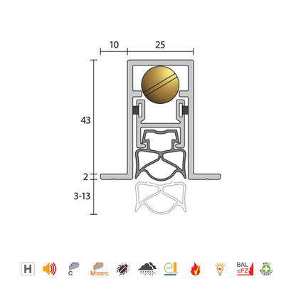 Raven RP70si Automatic Door Bottom Seal Clear Anodised - Available in Various Sizes