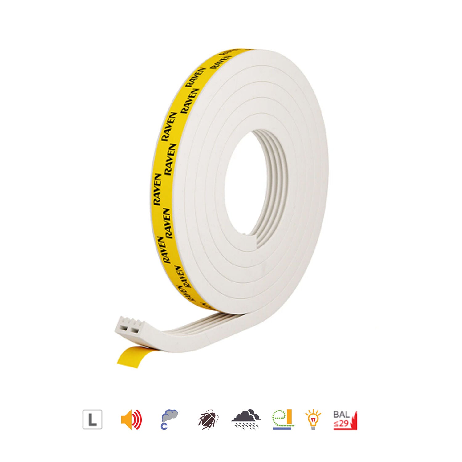 Raven RP108 Multi-Use Self Adhesive Rubber Sealing Strip 2000mm - Available in Grey and White Finish