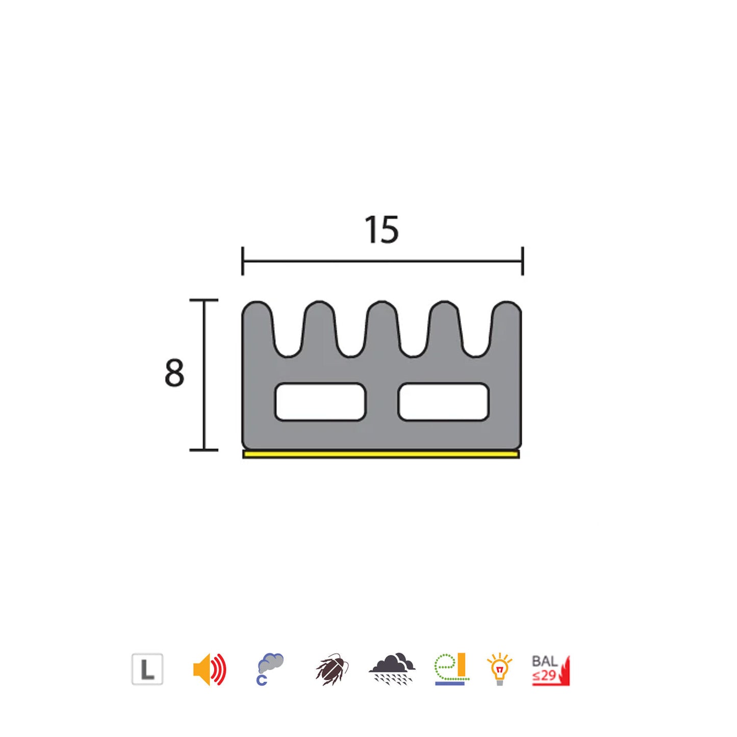 Raven RP108 Multi-Use Self Adhesive Rubber Sealing Strip 2000mm - Available in Grey and White Finish