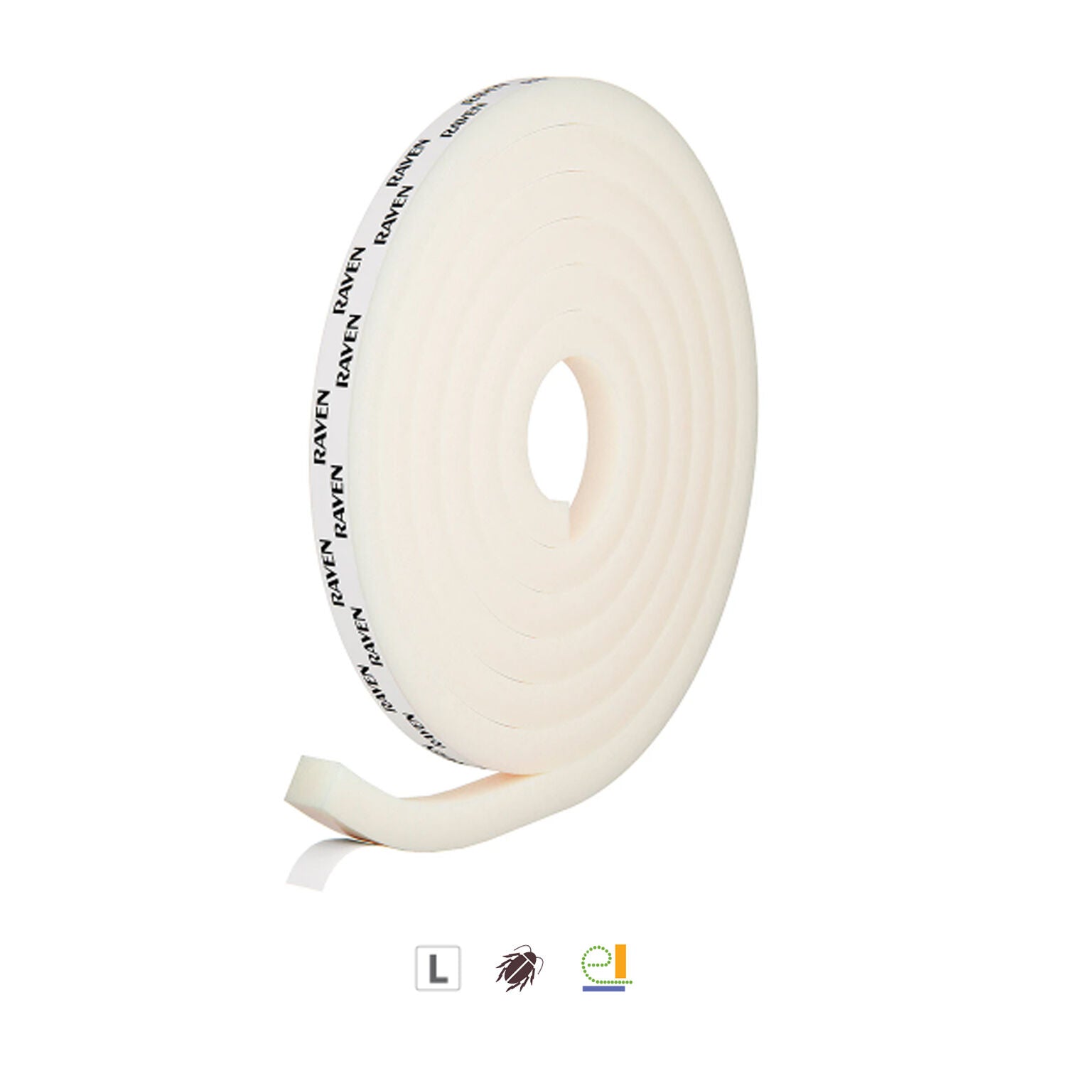 Raven Weather Strip for Doors & Windows Self Adhesive 2500mm White RP14B