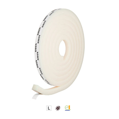 Raven Weather Strip for Doors & Windows Self Adhesive 2500mm White RP14B