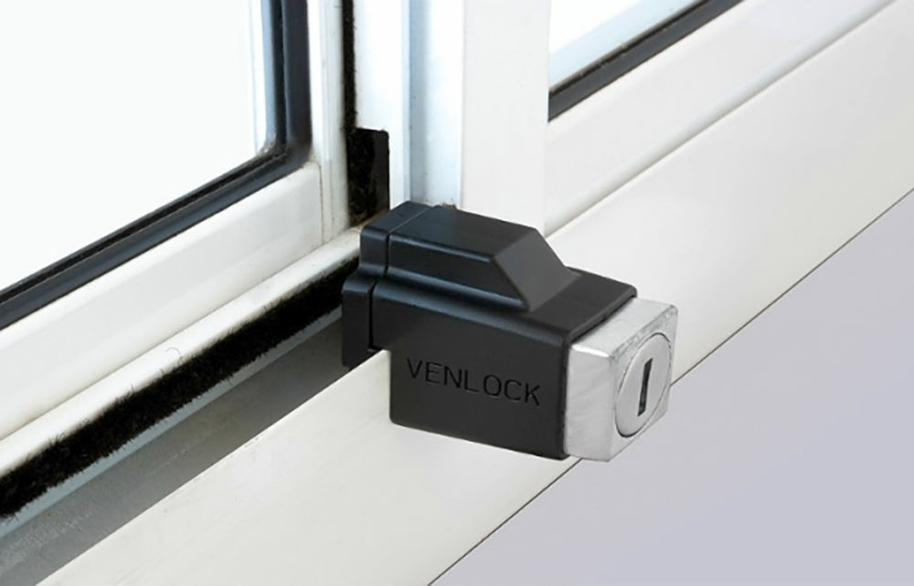 Remsafe Window Restrictor Venlock Aluminium Sliding Lock Matt Black VLK1-BLK