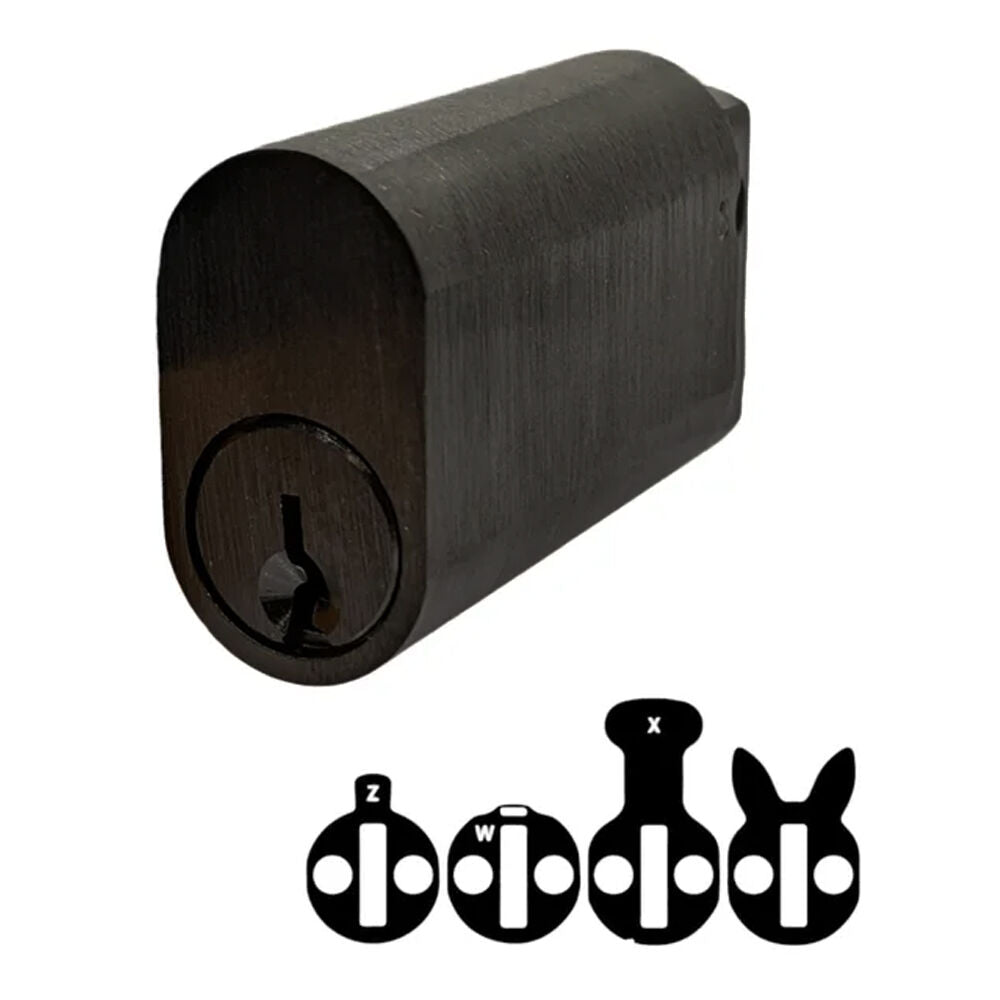 Lockton Extended Oval Cylinder Keyed Alike 50mm - Available in Matt Black and Satin Chrome Finish