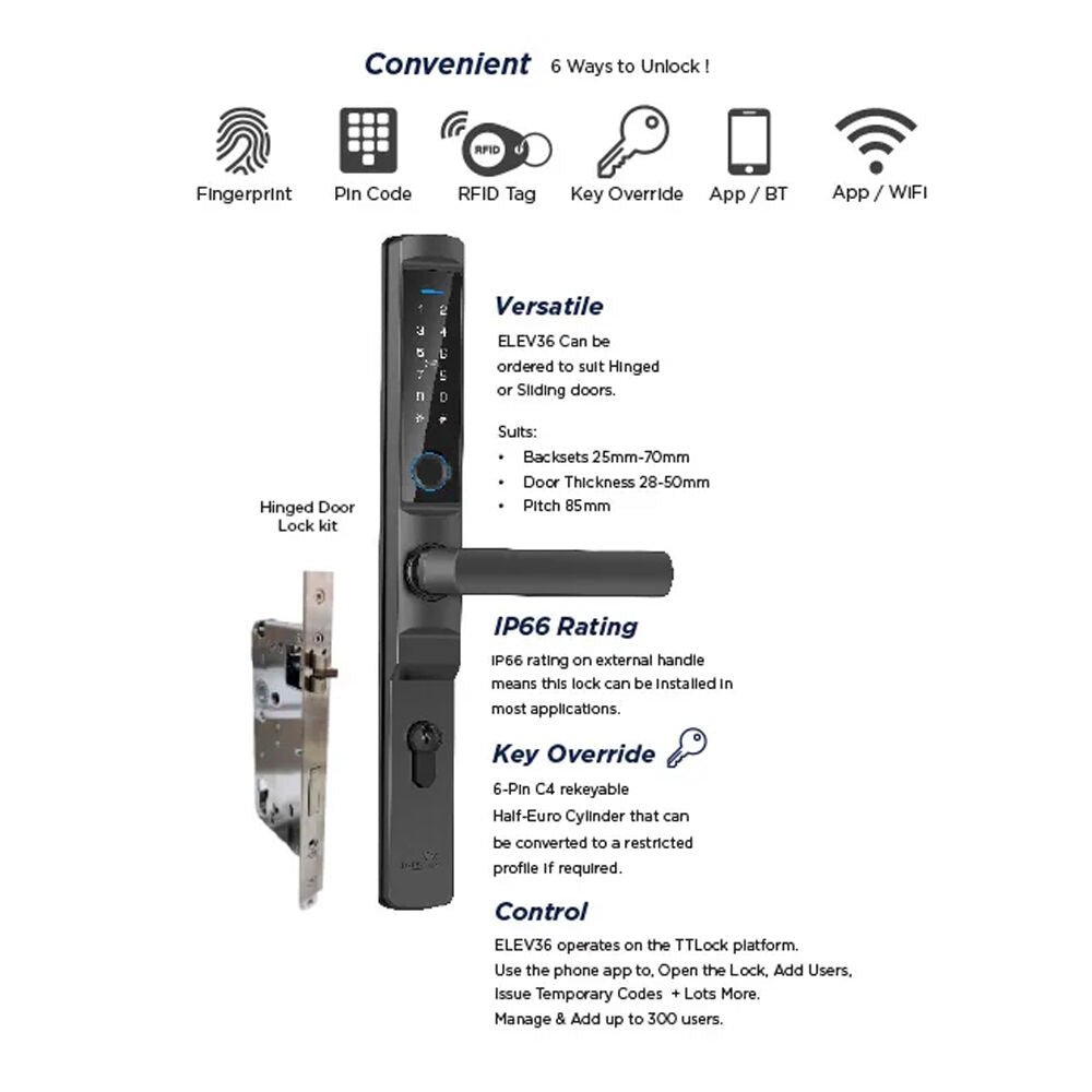 Lockton E-Series Smart Door Lock - Available in Various Finishes and Sizes