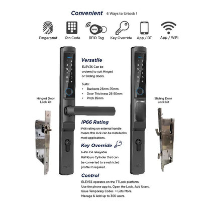 Lockton E-Series Smart Sliding Door Lock - Available in Various Finishes and Sizes