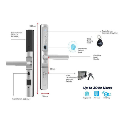 Lockton E-Series Smart Sliding Door Lock - Available in Various Finishes and Sizes