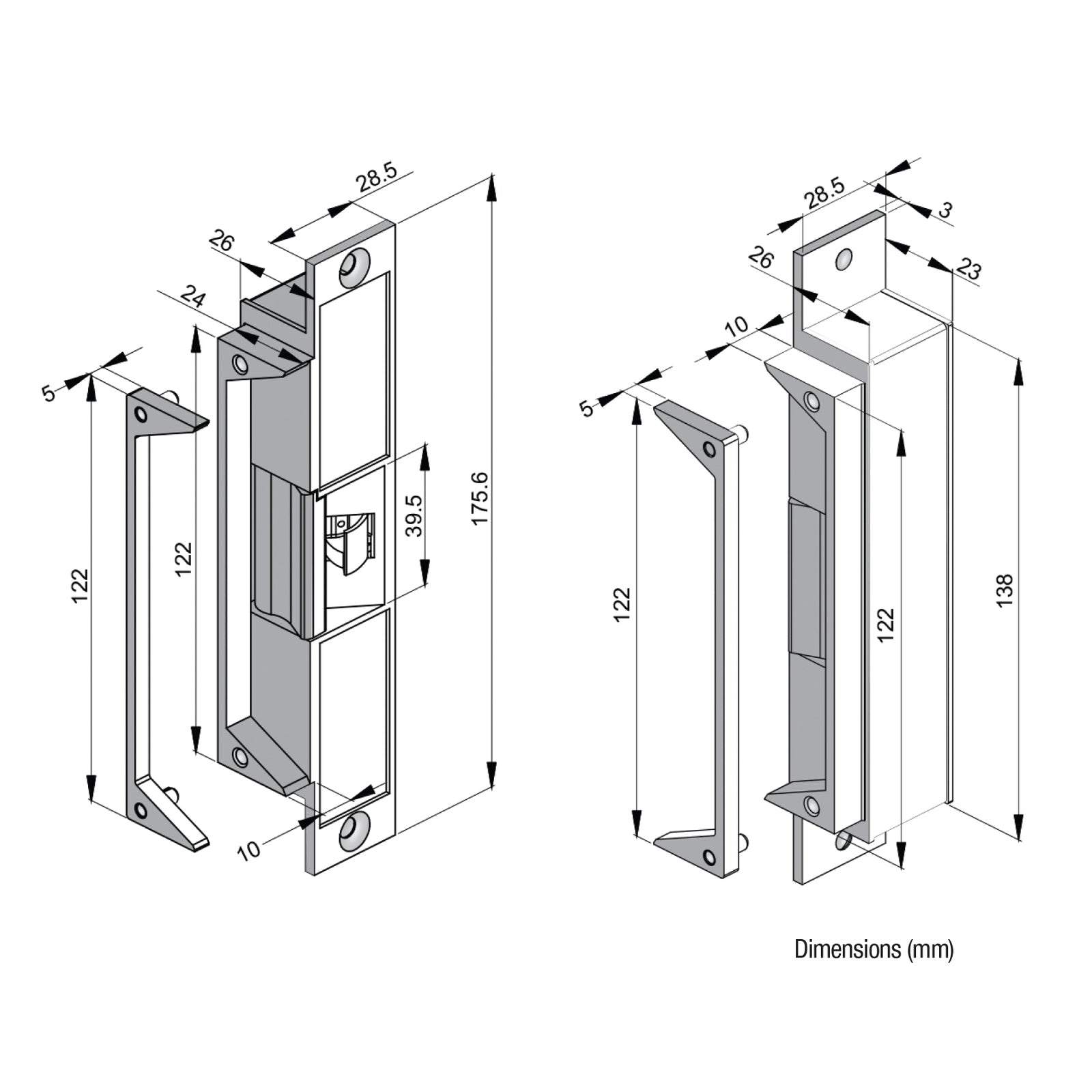 LOX High Security Electric Strike Monitored Multi Voltage 10-30VDC ES20M
