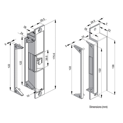 LOX High Security Electric Strike Monitored Multi Voltage 10-30VDC ES20M