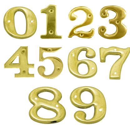 Austyle Contemporary Numeral Number 0-9 Polished Brass - Available in Various Number and Sizes