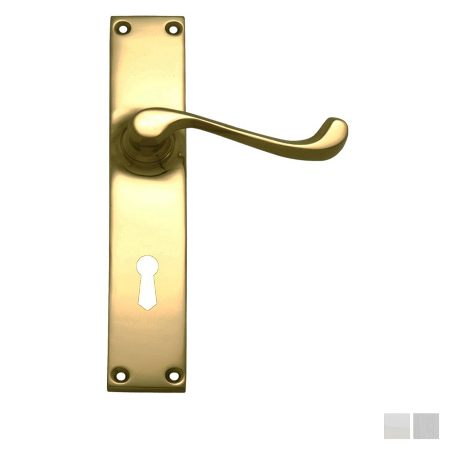 Superior Brass Contemporary Door Lever on Plate Bitkey Hole - Available in Various Finishes
