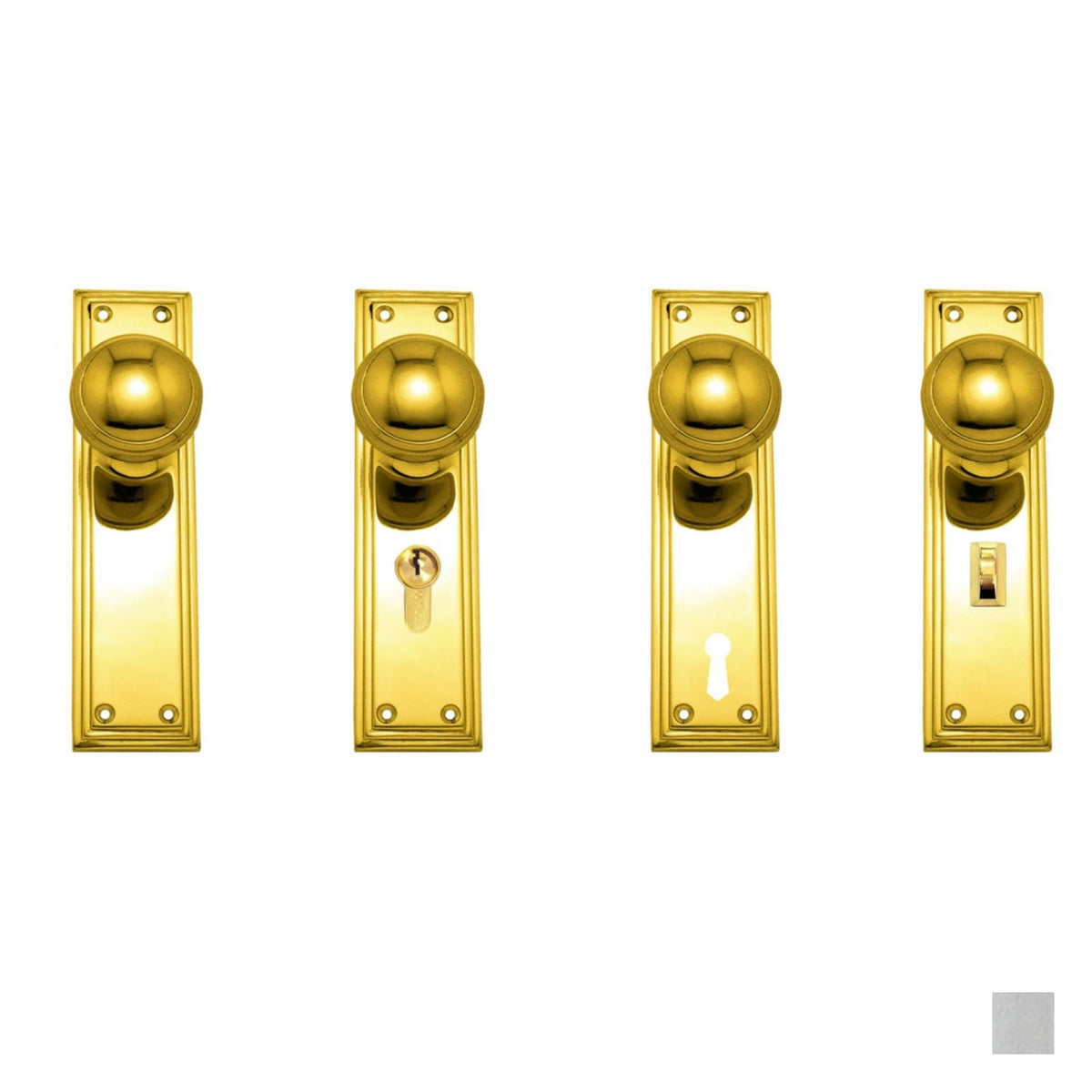 Superior Brass Door Knob on Plate Edged - Available in Various Finishes and Function