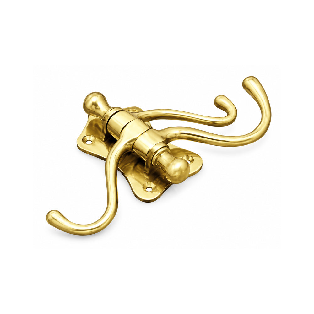 Superior Brass Triple Door Hook 100mm Polished Brass 4032