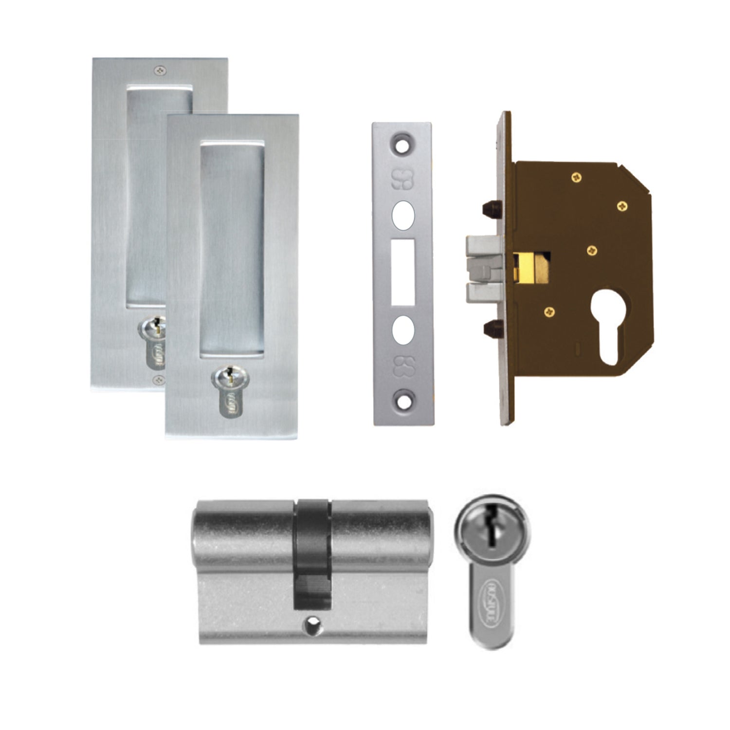 *WHILE SUPPLY LAST* Austyle Euro Cylinder Sliding Lock Kit 45mm Backset Stainless Steel 49086KIT