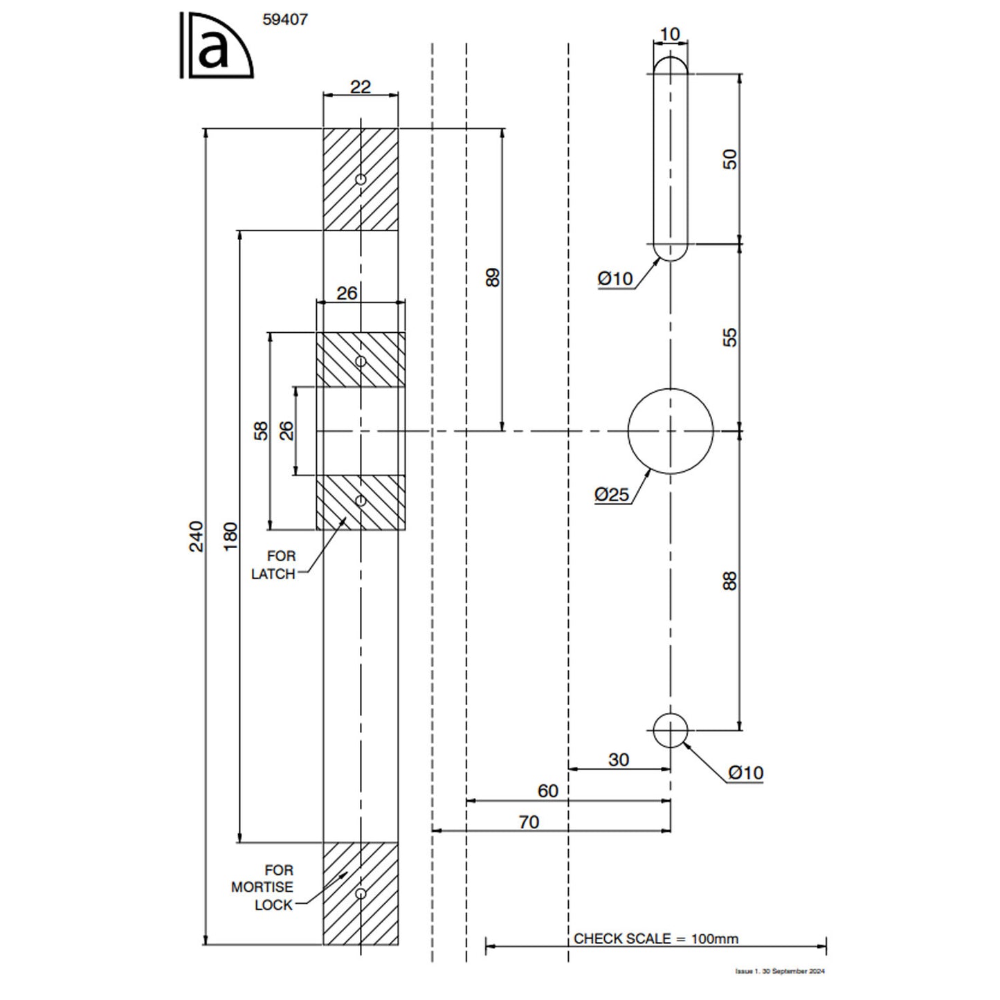 Austyle Smart Digital Door Lever Lock Entrance Set 60mm Mortice Matt Black 59407KIT2