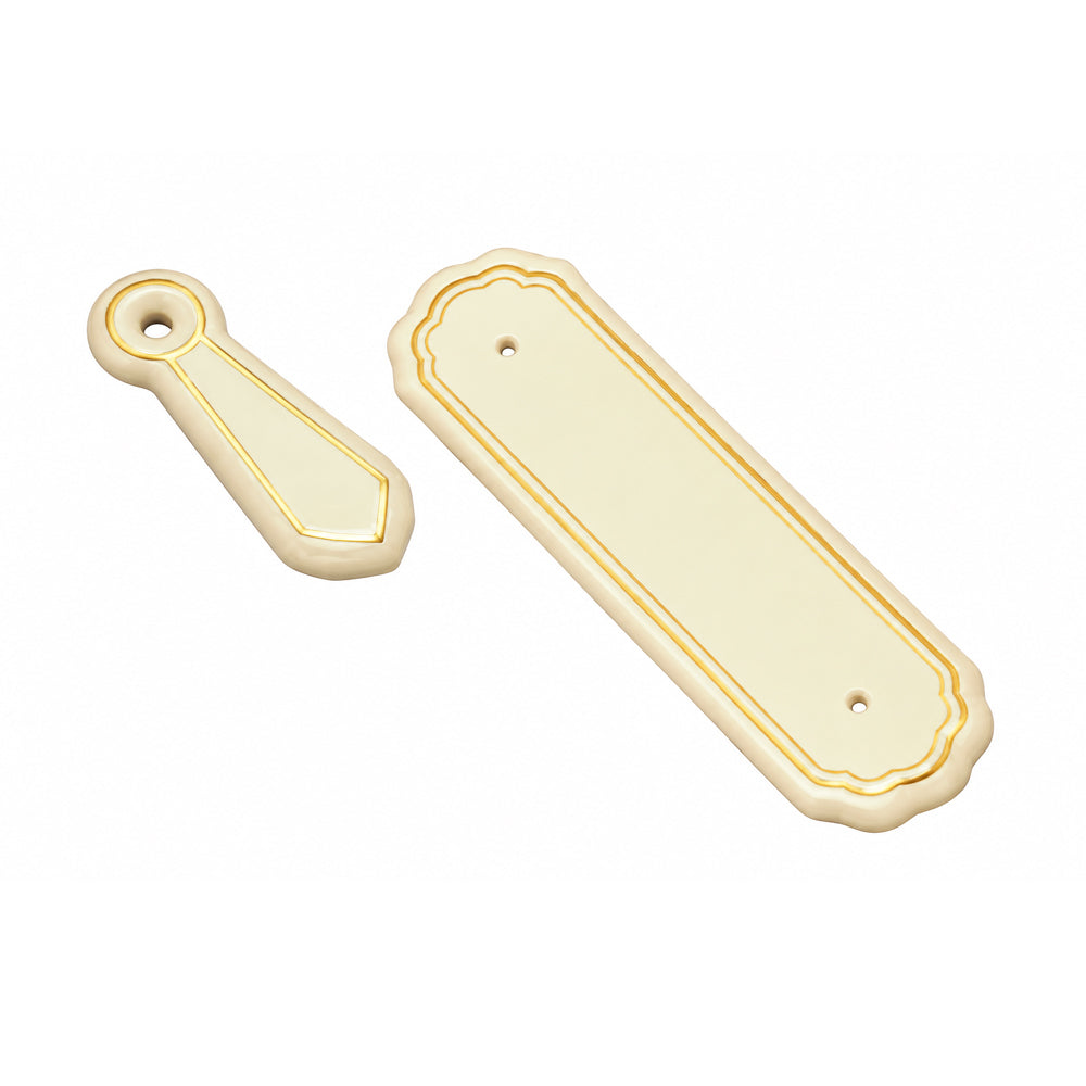 Superior Brass Porcelain Escutcheon Ivory with Gold Ring Pack of 4 8045