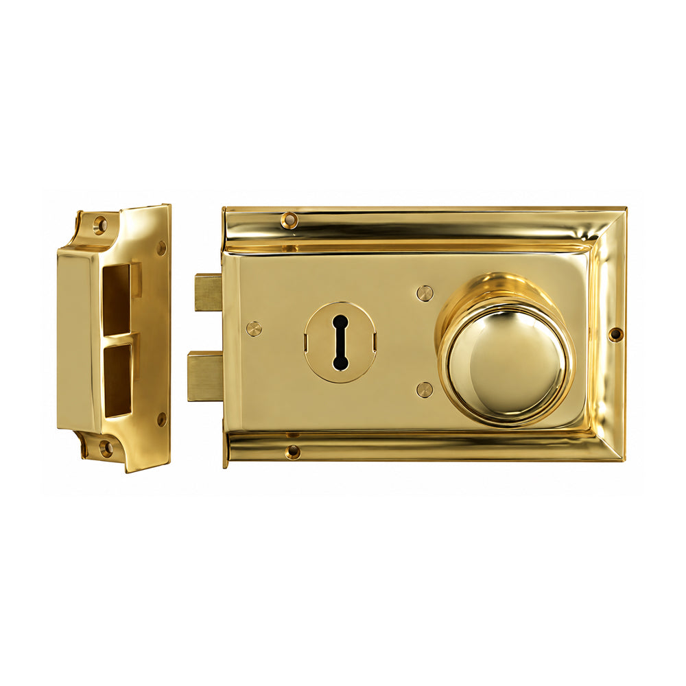 Superior Brass Rim Lock 100mm x 150mm Polished Brass 9090