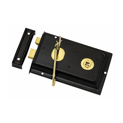 Superior Brass Rim Lock 100mm x 150mm Matt Black 9091