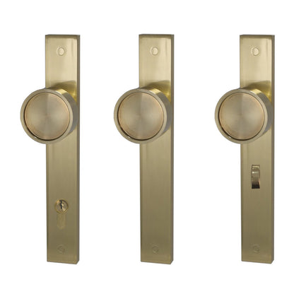 Builders Choice Long Plate Recessed Face Knob Satin Brass - Available in Various Functions