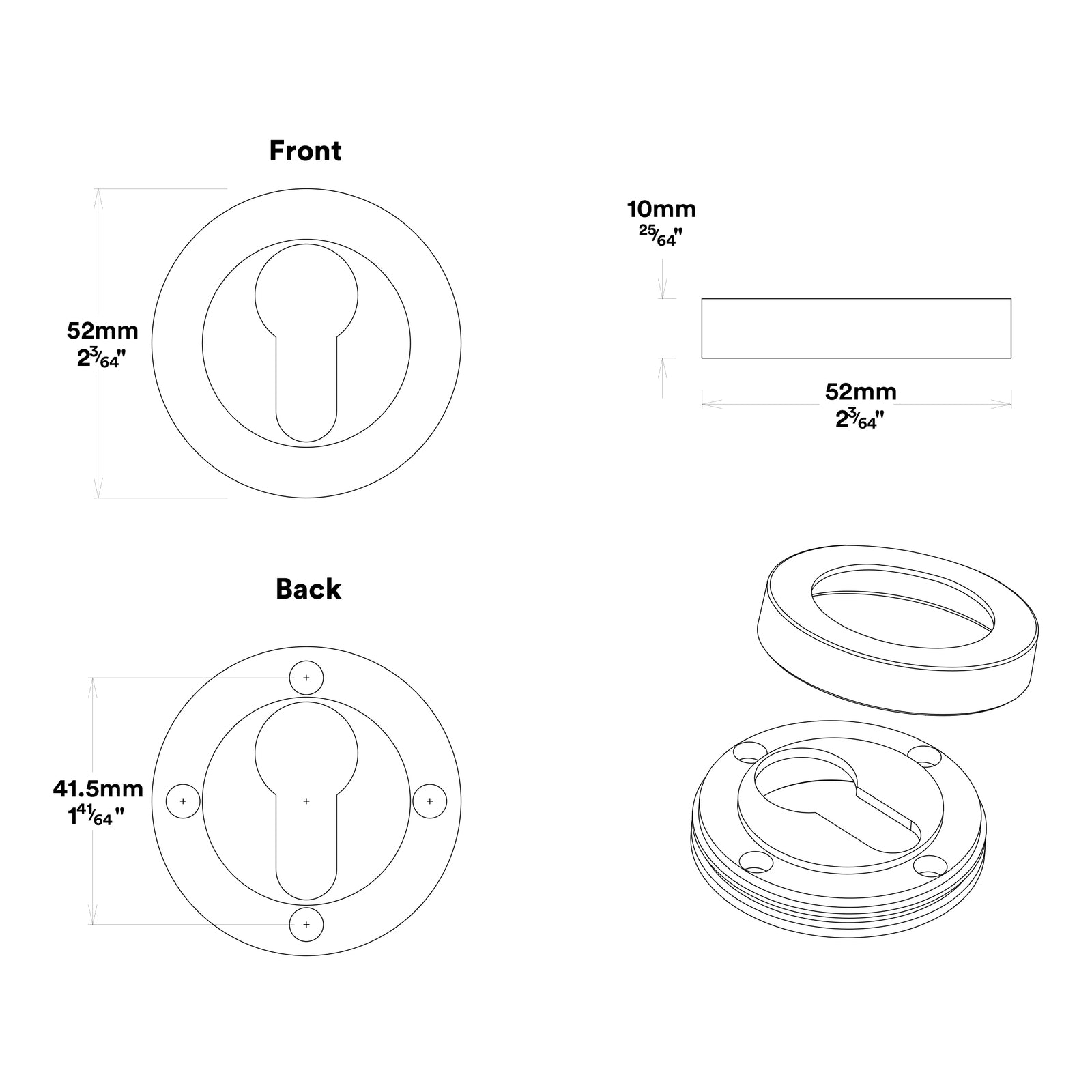 Iver Cambridge Door Knob on Round Rose Entrance Kit Key/Key - Available in Various Finishes