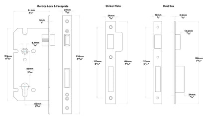 Iver Cambridge Door Knob on Round Rose Entrance Kit Key/Key - Available in Various Finishes