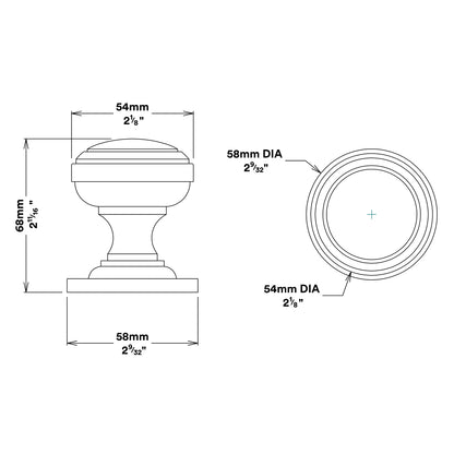 Iver Paddington Door Knob on Round Rose Entrance Kit Key/Key - Available in Various Finishes