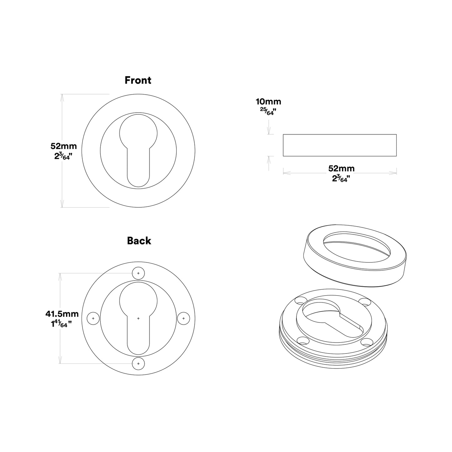 Iver Paddington Door Knob on Round Rose Entrance Kit Key/Key - Available in Various Finishes