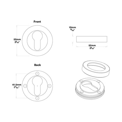 Iver Paddington Door Knob on Round Rose Entrance Kit Key/Key - Available in Various Finishes