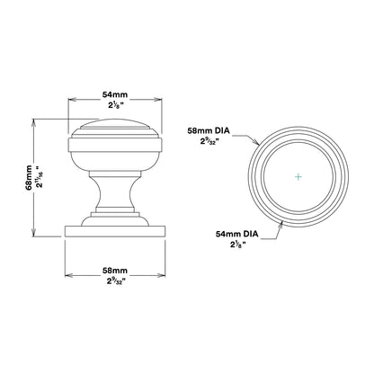 Iver Paddington Door Knob on Round Rose Entrance Kit Key/Thumb - Available in Various Finishes