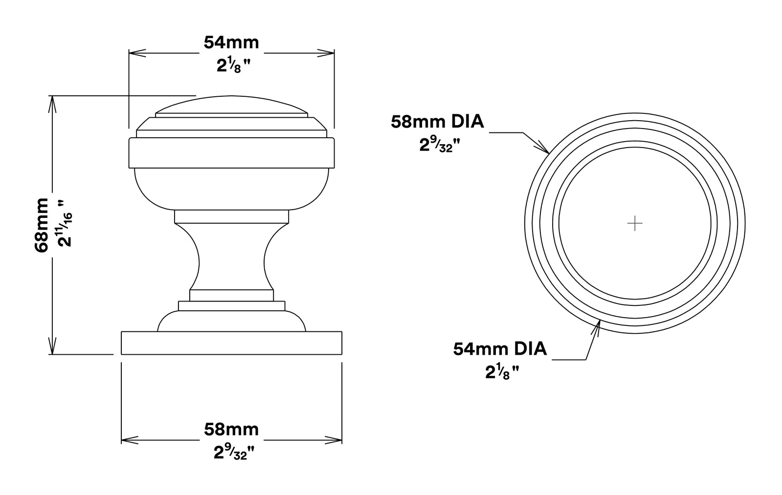 Iver Paddington Door Knob on Round Rose Passage Kit - Available in Various Finishes