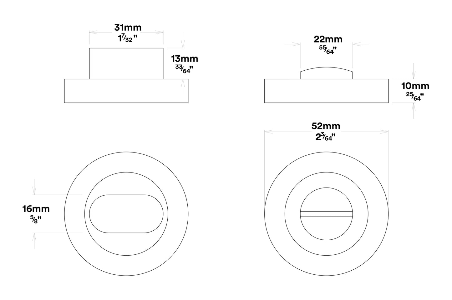 Iver Paddington Door Knob on Round Rose Privacy Kit - Available in Various Finishes
