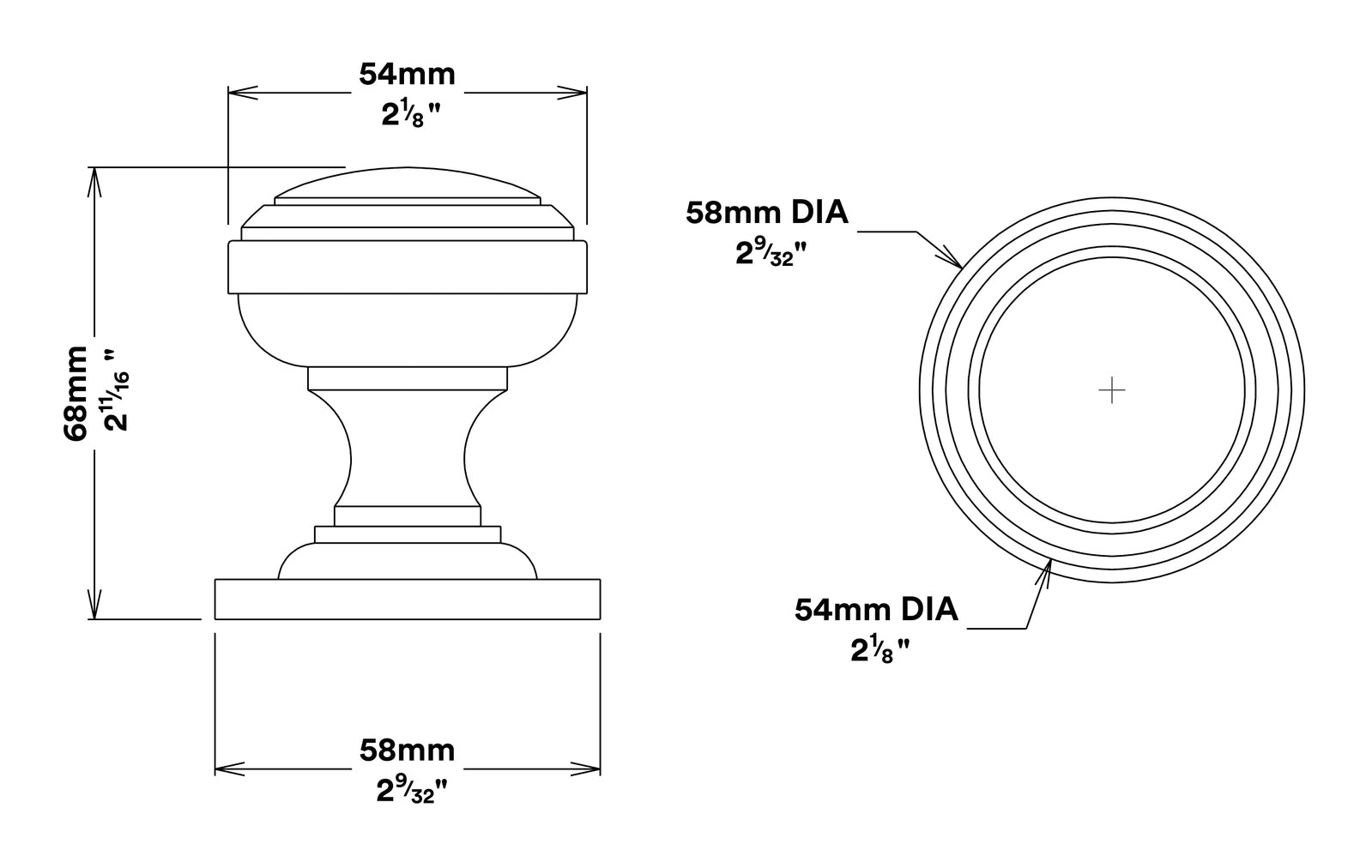 Iver Paddington Door Knob on Round Rose Privacy Kit - Available in Various Finishes