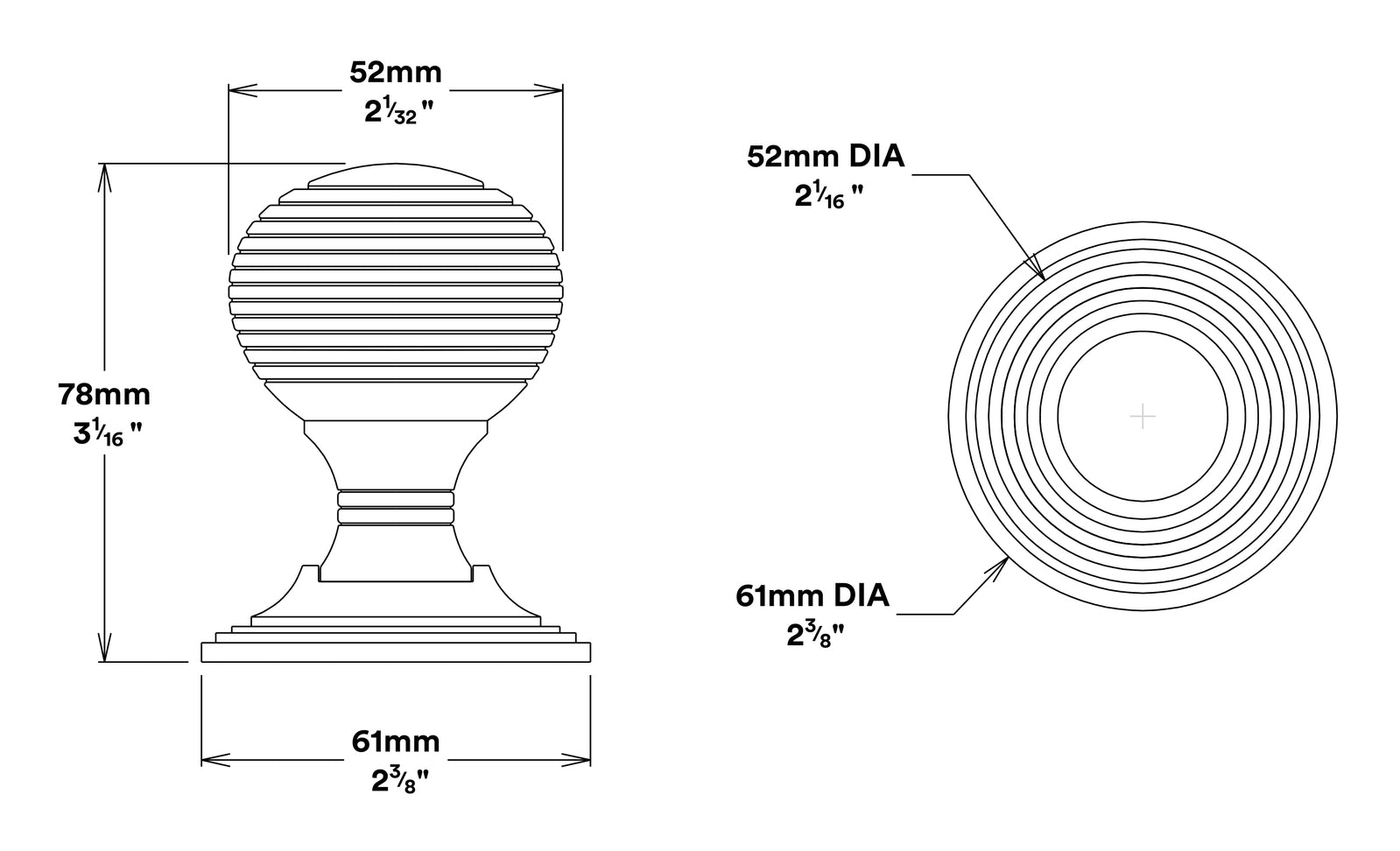 Iver Guildford Door Knob on Round Rose Privacy Kit - Available in Various Finishes
