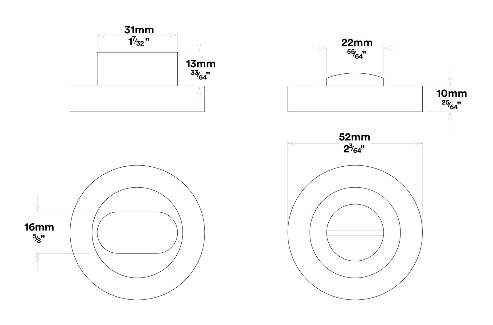 Iver Guildford Door Knob on Round Rose Privacy Kit - Available in Various Finishes