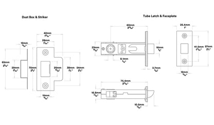 Iver Baltimore Door Lever Handle on Square Rose Passage Kit - Available in Various Finishes