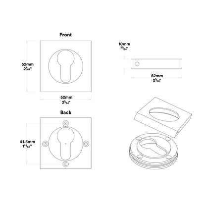Iver Oxford Door Lever Handle on Square Rose Entrance Kit Key/Key - Available in Various Finishes