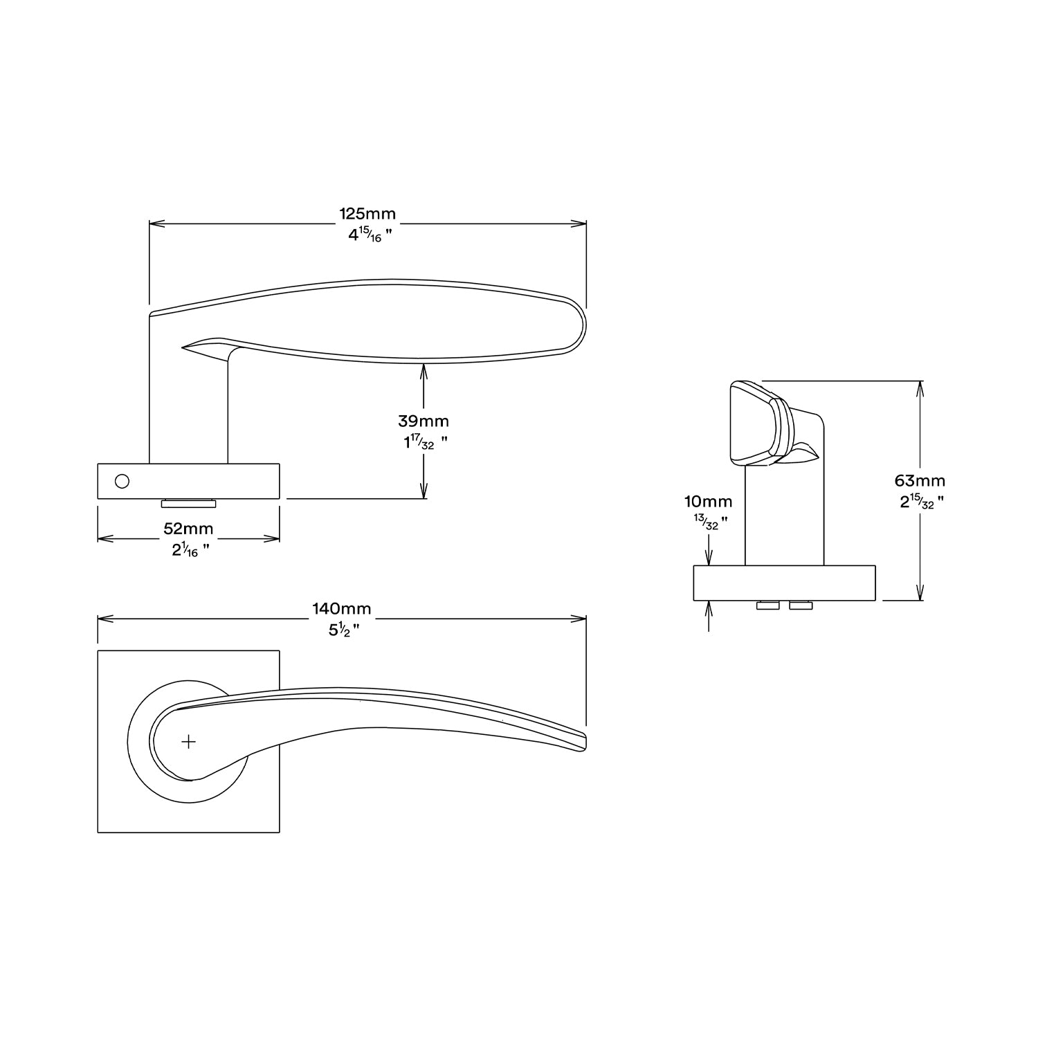 Iver Oxford Door Lever Handle on Square Rose Entrance Kit Key/Key - Available in Various Finishes