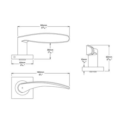Iver Oxford Door Lever Handle on Square Rose Entrance Kit Key/Key - Available in Various Finishes