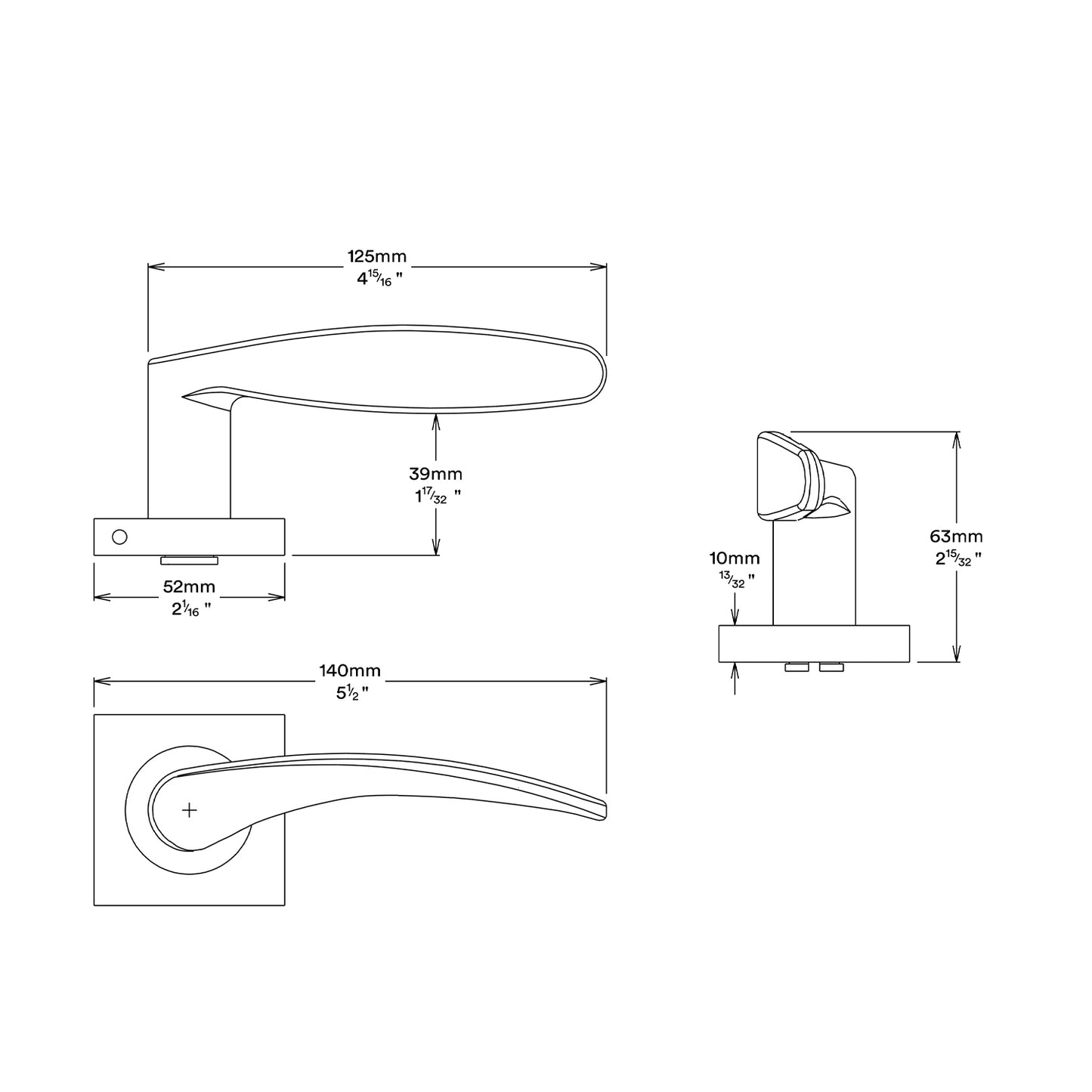 Iver Oxford Door Lever Handle on Square Rose Entrance Kit Key/Thumb - Available in Various Finishes