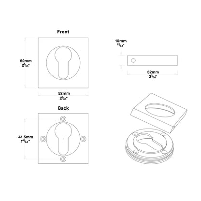 Iver Oxford Door Lever Handle on Square Rose Entrance Kit Key/Thumb - Available in Various Finishes