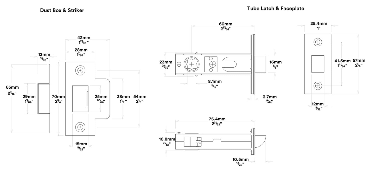 Iver Oxford Door Lever Handle on Square Rose Passage Kit - Available in Various Finishes