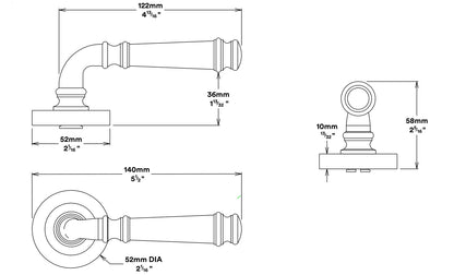Iver Verona Door Lever Handle on Round Rose Privacy Kit - Available in Various Finishes