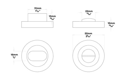 Iver Verona Door Lever Handle on Round Rose Privacy Kit - Available in Various Finishes