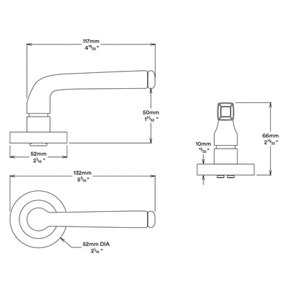 Iver Annecy Door Lever Handle on Round Rose Entrance Kit Key/Key - Available in Various Finishes