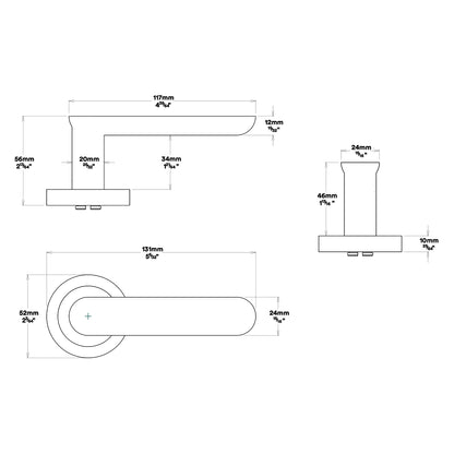 Iver Bronte Door Lever Handle on Round Rose Passage Kit - Available in Various Finishes