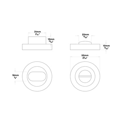 Iver Bronte Door Lever Handle on Round Rose Privacy Kit with Turn - Available in Various Finishes
