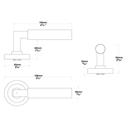 Iver Berlin Door Lever Handle on Round Rose Passage Kit - Available in Various Finishes