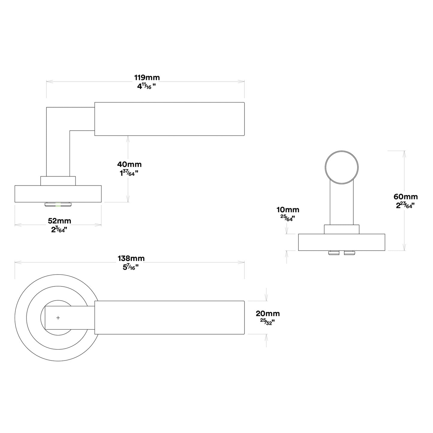 Iver Berlin Door Lever Handle on Round Rose Privacy Kit - Available in Various Finishes